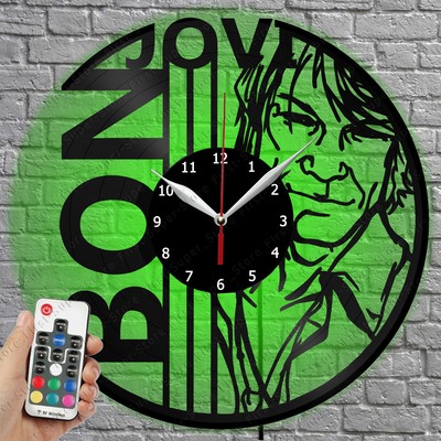LED Clock Bon Jovi Vinyl Record Wall Clock Led Light Wall Clock 2631
