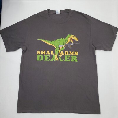 Small Arms Dealer T-Shirt T-Rex Dinosaur Funny Graphic Novelty Tee