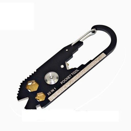 20 IN 1 EDC Stainless Steel Pocket Carabiner Multi Tool Knife Hunting Tactical - Picture 4 of 4
