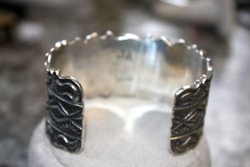 Beautiful Sterling Silver Navajo Turquoise Cuff Bracelet Maker Marked JA 94.5GR - Picture 4 of 6