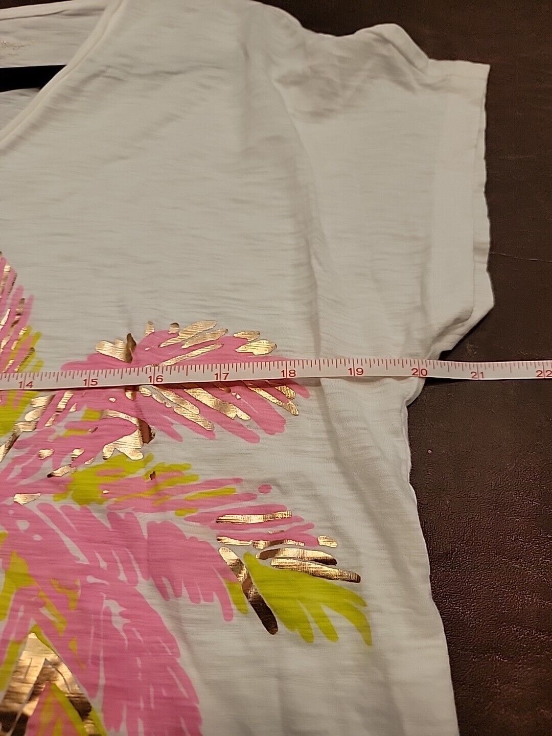 Lilly Pulitzer Colie Top Pima M Palm Tree Pink Wh… - image 8