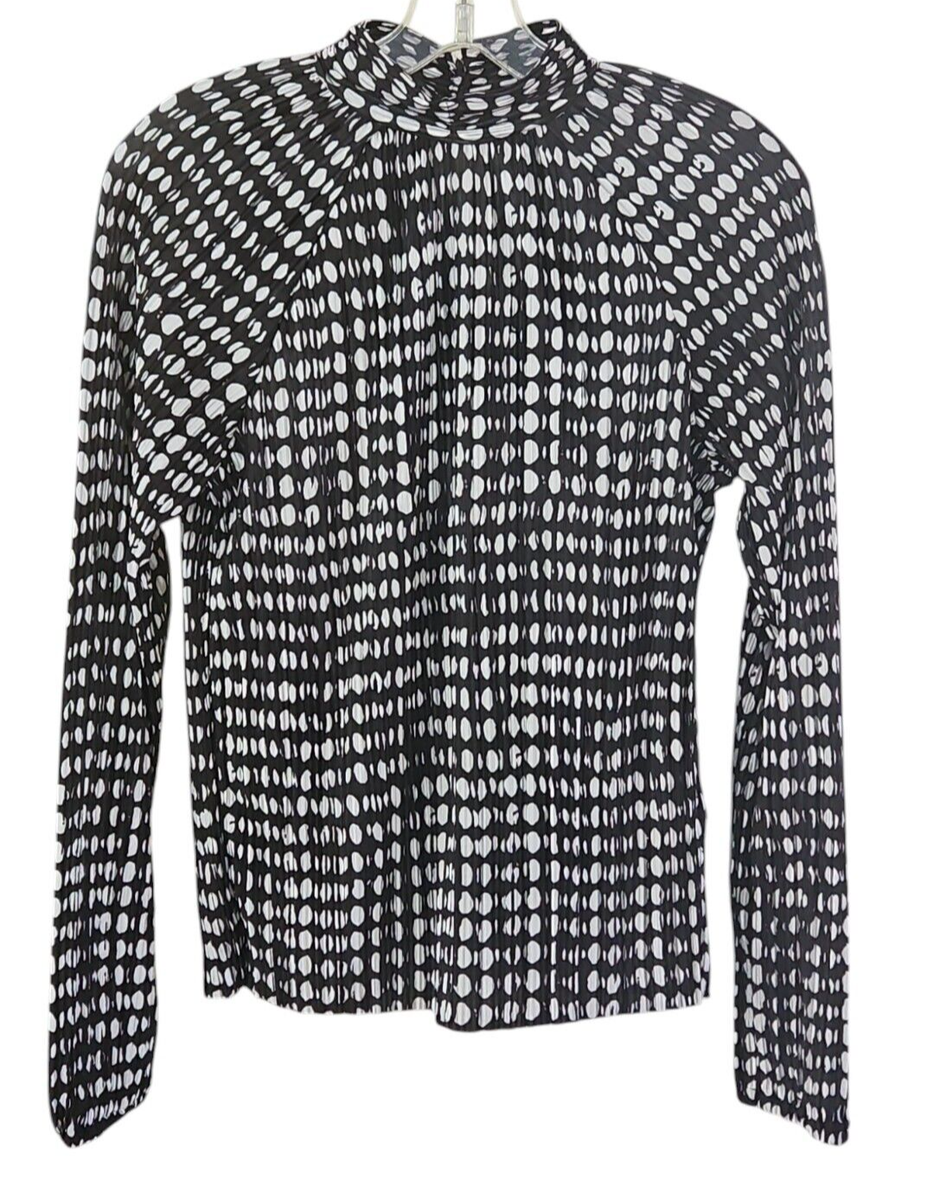 Joie Womens Size XS Black White Dot Long Sleeved High Neck