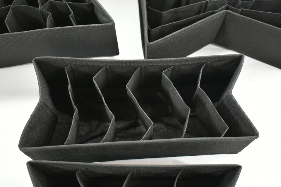 Sorbus Black Set Of 4 Foldable Drawer Dividers Moisture Proof Non Woven Fabric - Image 2 of 4
