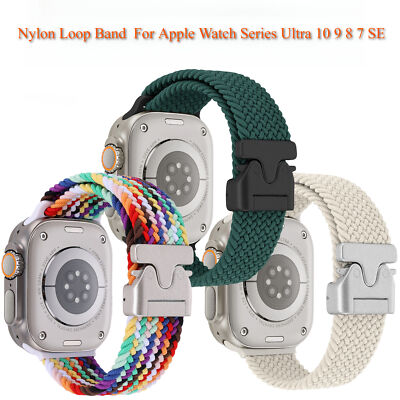 Nylon Sport Loop for Apple Watch 10 9 8 7 6 SE Ultra 2 44/45/46/49mm Band Strap