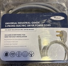 Whirlpool 6' Dryer Power Cord Universal Industrial Grade 3 Prong 10 Gauge 30 Amp