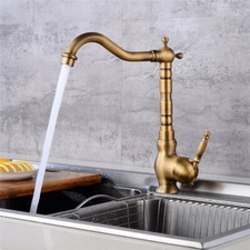 Antique Brass Kitchen Bar Sink Faucet Swivel Spout Bathroom Mixer Tap