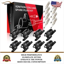 Round Ignition Coil & Spark Plug For Chevy Silverado 1500 6.2L 5.3L 4.3L 2014-18