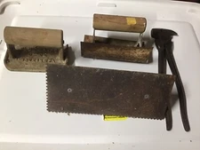 Old Concrete Tools And Fencing Pliers Utica Harrington Blue Grass Lot Of 4