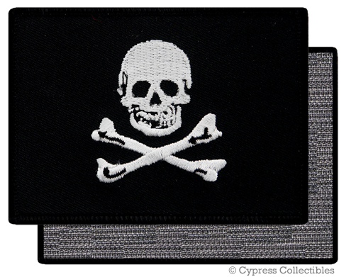 PIRATE FLAG PATCH JOLLY ROGER Skull Crossbones BLACK w/ VELCRO® Brand Fastener PIRATE FLAG PATCH JOLLY ROGER Skull Crossbones BLACK w/ VELCRO® Brand Fastener