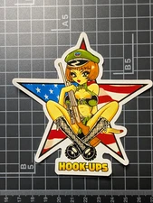 Hook-Ups Sticker Decal – Anime Soldier Girl with Rifle, Patriotic Pin-Up Art