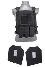 Tactical Scorpion Body Armor Wildcat Carrier + Level IIIA Hard Plates  Black