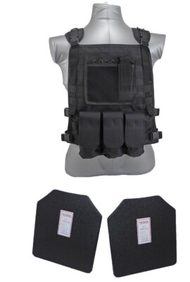 #ad Tactical Scorpion Body Armor Wildcat Carrier Level IIIA Hard Plates Black $125.96