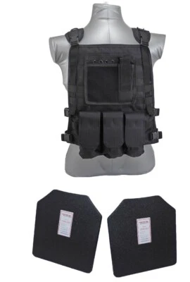 TACTICAL SCORPION GEAR Tactical Scorpion Body Armor Wildcat Carrier + Level IIIA Hard Plates Black