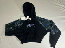 Reebok Womens Preppy Cropped Hoodie Black Size 2XS NWT