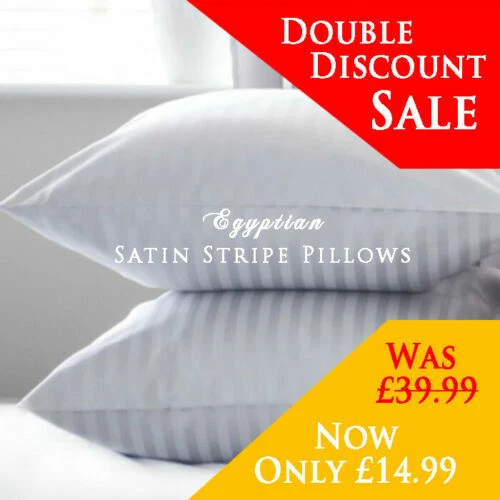 Hotel Quality Egyptian Stripe Pillows Luxury Soft Hollowfibre Filled - 4 Pack