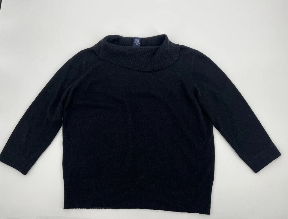 Preston & York Sweater Silk Angora Rabbit Turtleneck Pullover Black Cowl Neck XL - Image 2 of 4