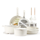 Carote 22-Piece Nonstick Cookware Set with Detachable Handle, White