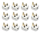 16 x 13 AMP UK 3 PIN FUSED WHITE MAINS PLASTIC PLUG 13A PACK SOCKET BULK BS1363