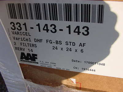 2- AAF Varicel  Air Filter 24'' x 24'' x 6'' DHF FG-BS STD AF 331-143-143 MERV 14 