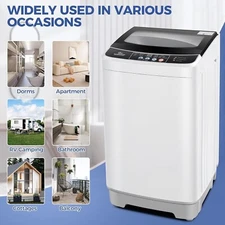 Washing Machine 20Lbs Full-Automatic Portable Washer with Drain Pump - Glass Lid