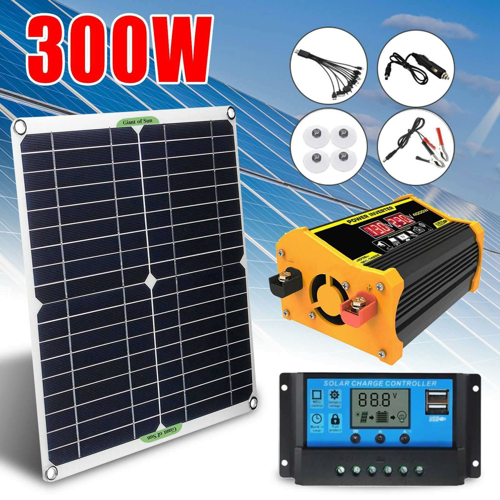 1500w 1200w 1000w 600w 450w 300w Solar Panel Kit Complete with Aluminum  Frame 12V 24V Battery Charger System for Home Car Boat