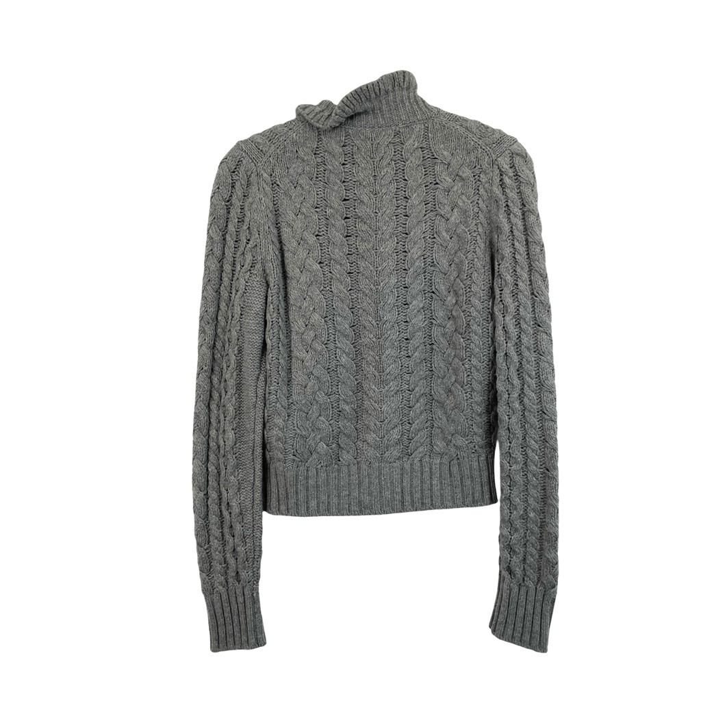 J. Crew Cable Knit Button Front Ruffle Collar Woo… - image 9