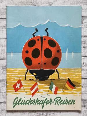 1959 Glückskäfer Reisen Verkehrsbüro Stuttgart Werbung Reklame Vintage Broschüre