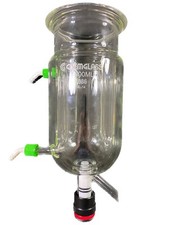 CHEMGLASS 1000mL Jacketed Reaction Vessel Morton Indents Drain Valve CG-1931-24