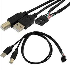 USB 2.0 Type B and Type A Male to Dupont 10 Pin Female Header Motherboard Cable