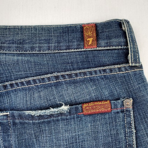 7 For All Mankind “Dojo” Bootcut Jeans Women Size 32 Dark Blue Denim USA - Picture 14 of 14