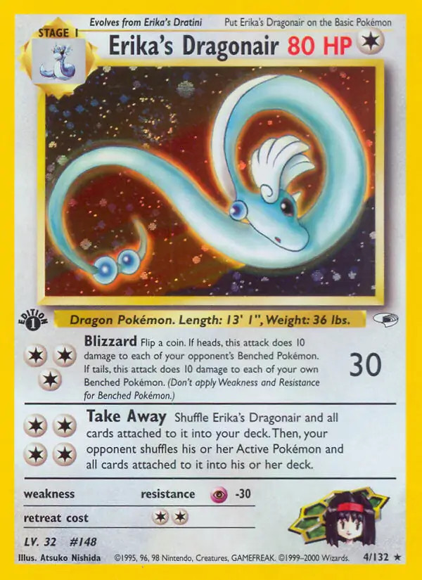 Erika's Dragonair - 4/132 - Pokemon Gym Heroes 1st Edition Holo Rare WOTC MP