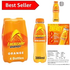 Pack of 4 Energy Orange Drinks, 380ml - Vitamin B3 Boost for Tiredness Relief
