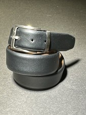 Junior Reversible Blk Brown Faux Leather Stainless Buckle Belt Sz M 25.5-30 NNT