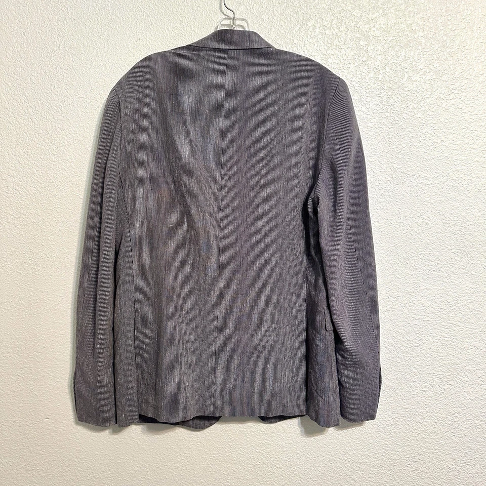 Blazer Z ZEGNA Unstructured Lino Gota 8 Azul Rayas Camisa Chaqueta EE. UU. 42R UE 52R Foto 3 de 4