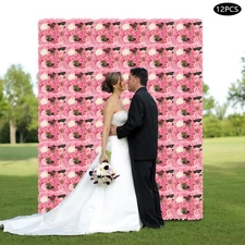 12pcs 3D Artificial Flower Wall Panel Silk Rose Mat for Wedding Backdrop 38*38cm