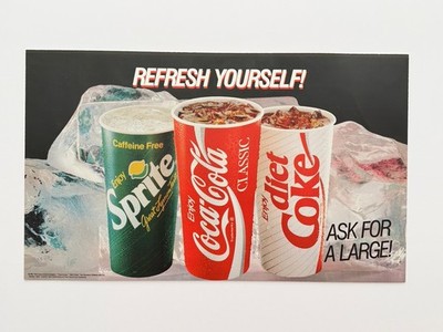 Vintage 90s 1991  Coke Sprite Soda Commercial Sign Soft Drink Advertisement