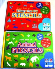 Lot of 2 - Giant Book of "Things That Go" Stencils / "Animal Stencils" - New