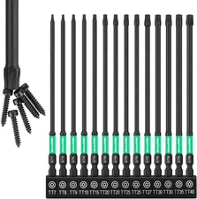 14pc Impact Driver Bit Set, Magnetic Torx Screwdriver Set, 1/4 Torque Security