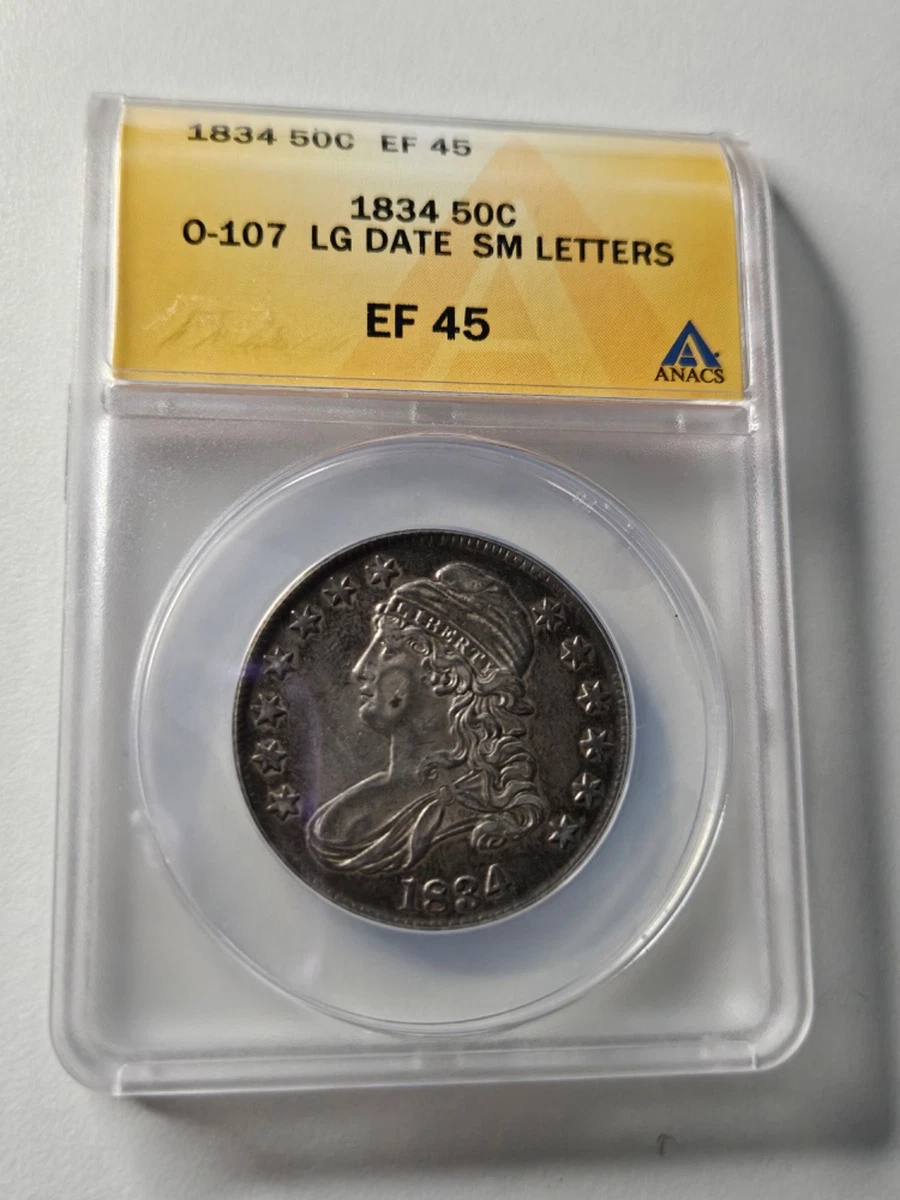 1834 Year Grade XF 45 US Early Half Dollar Coins (1794-1839) for