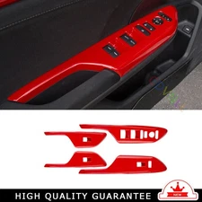 Glass Window Lifting Lock Panel Trim For Honda Civic 10th 2016-2021 Bright Red