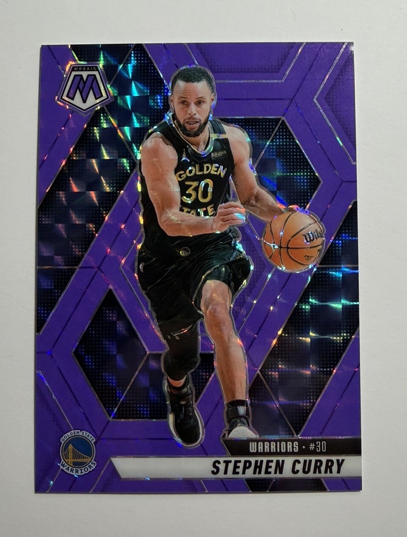 2024-25 Panini Mosaic Stephen Curry #163 Fluorescent Purple Prizm /249 Warriors