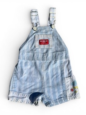 VTG OshKosh B'gosh Striped Blue White Overall Size 18M Red Label 70-80 s Beach