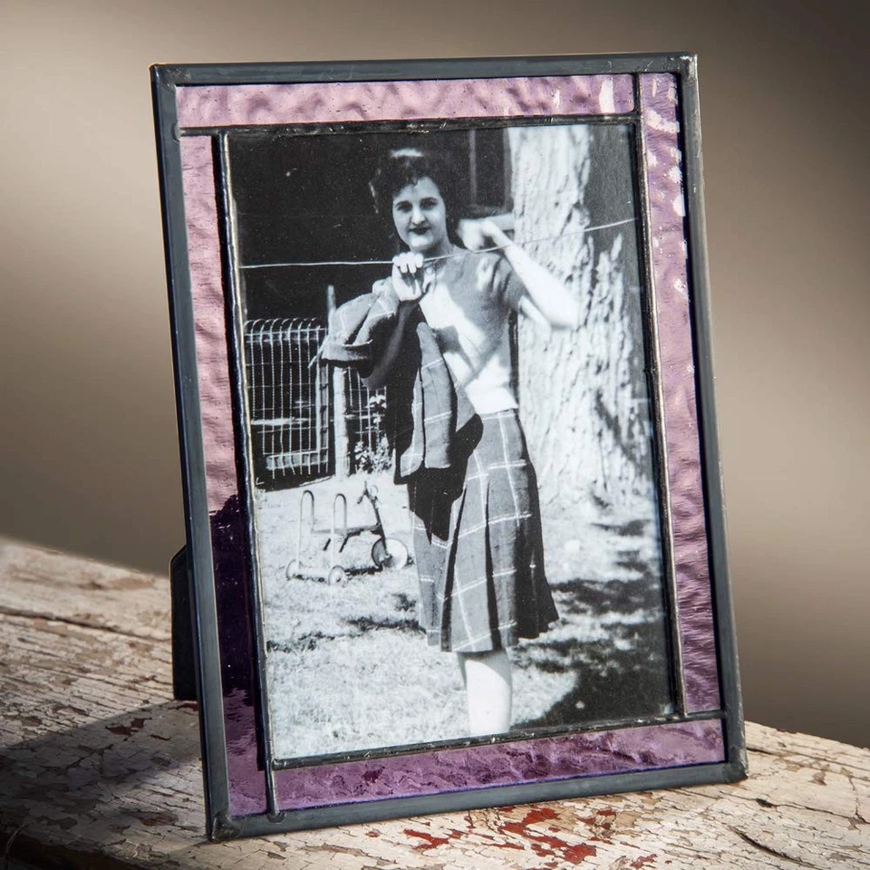 Marco de fotos de vitral púrpura para decoración del hogar oficina escritorio mesa 5x7 P... Foto 4 de 4