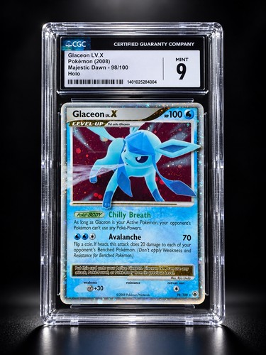 Glaceon LV.X 98/100 Holo 2008 Pokémon Majestic Dawn - CGC 9  **Pop 14**