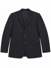 Burberry Wool Blazer in Black with Navy Pin Stripe Size 44R