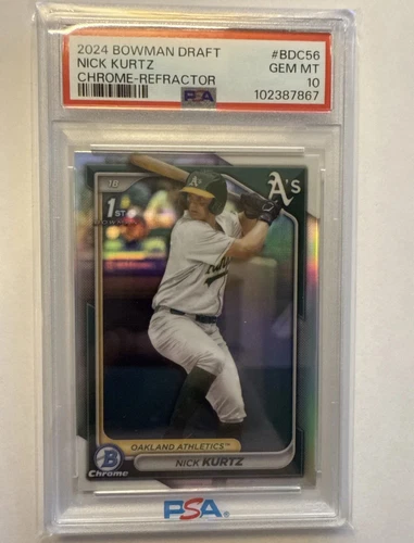 2024 Bowman Chrome Draft Nick Kurtz Refractor PSA 10 #BDC56