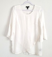 Alyx Blouse Women's White Gauze Gypsy Cottagecore Crochet Accents Top Size M