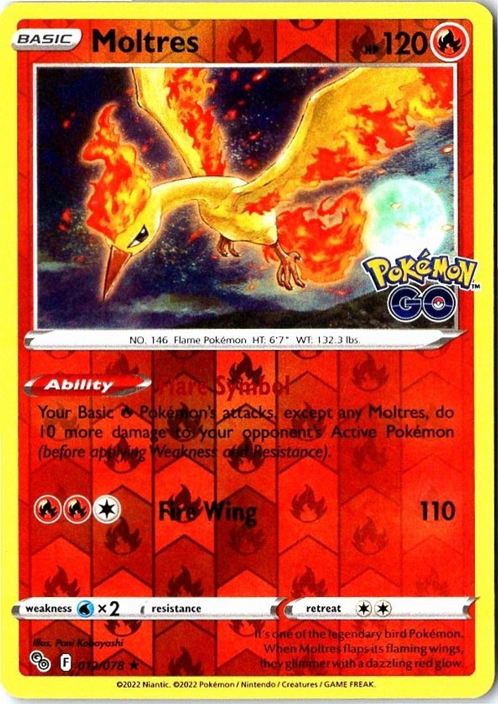 Moltres 012/078 Pokemon GO Reverse HolofoilNM