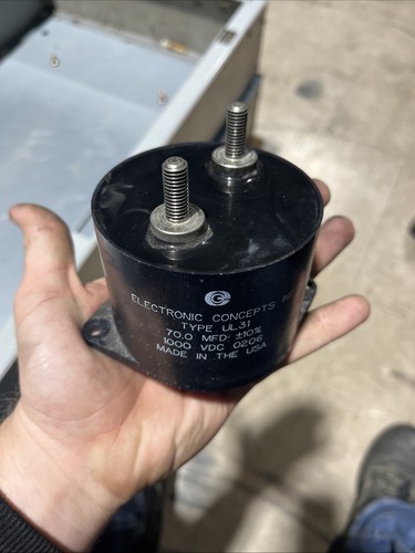 ELECTRONIC CONCEPTS INC. CAPACITOR TYPE UL31 UNLYTIC 70.0 MFD 10% 1000 VDC 0206 - Picture 2 of 2
