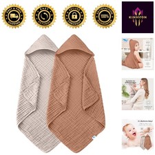 Luxurious 32x32 Muslin Hooded Bath Towels for Babies - 100 Cotton 2 Pack